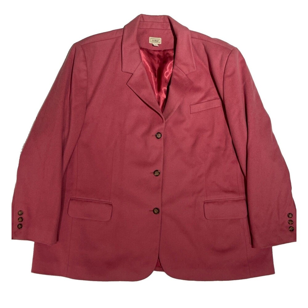 Vintage L.L. Bean Pink Wool Cashmere Blend Blazer Jacket Women's Plus Size 26E